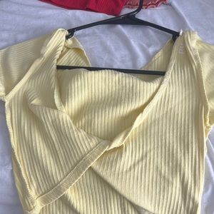 yellow cross crop top
